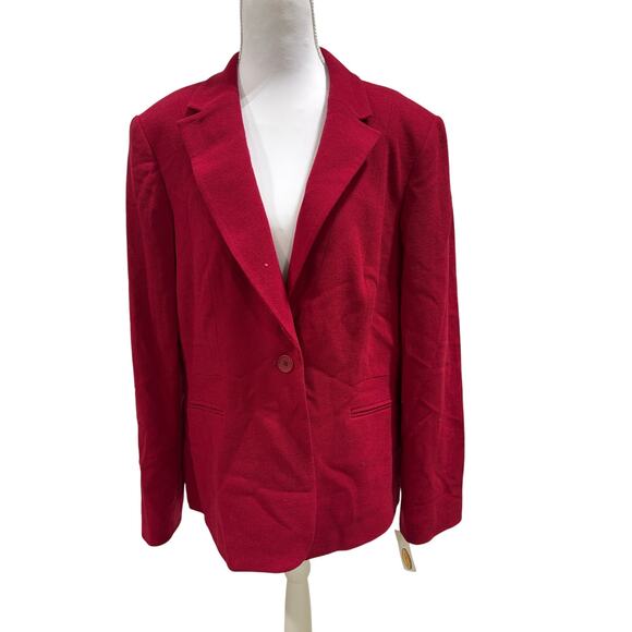 Vintage 1990s-2000s Talbots Red Wool-Blazer Size 16 Classic Career Jacket NWT - Picture 1 of 7